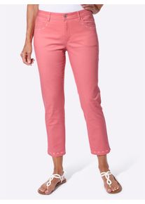 Damen 7/8-Hose mit Stickerei in flamingo ,Gr&ouml;&szlig;e 54, WITT, 98% Baumwolle, 2% Elasthan