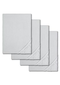 Lastikli çarşaf kışlık polar gümüş gri 180 x 190 - 200 x 200 cm 4'lü paket halinde