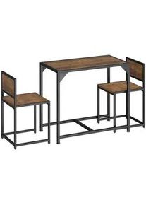 TecTake Sitzgruppe Milton,mit höhenverstellbaren Kunststofffüßen,Industrial Holz dunkel, rustikal , Rostfarben , Holzwerkstoff , Rechteckig , 48x77x91 cm , Esszimmer, Bänke, Tisch- & Eckbankgruppen