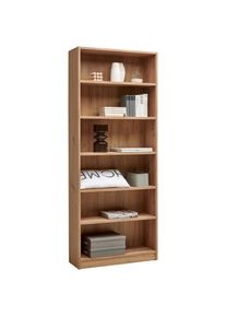 CARRYHOME Regal, Eiche Artisan, Holzwerkstoff, 5 F&auml;cher, 80x199.2x28 cm, stehend, Wohnzimmer, Regale, B&uuml;cherregale