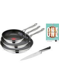 Tefal , Pfannen-Set »Jamie Oliver Cook Smart« Edelstahl 18/10 Set, je 1 Pfanne 20/24/28 cm, 1 Kochmesser, stilvolle Edelstahl-Pfannen, inkl....
