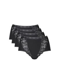 Sloggi , Juegendliche , Maxislip »Chic« 4er Pack, elastische Spitzeneinsätze, feminin, Baumwollmix, elastisch , BLACK , 52 , 52 , Taillenslips von...