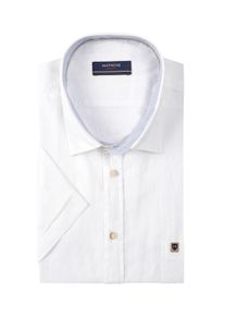 Duże Rozmiary - Hatico - Lekka, prześwitująca koszula z kr&oacute;tkim rękawem, z domieszką lnu - 4XL