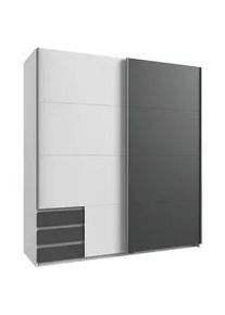 wimex Carryhome Schwebetürenschrank , Graphitfarben, Weiß , Metall , 5 Fächer , 3 Schubladen , 179x198x64 cm , Made in Germany , Typenauswahl, in verschiedenen Größen erhältlich, in verschiedenen Holzdekoren erhältlich , Schlafzimmer, Komplette Schlafzimmer und Serien, Schlafzimmerserien