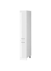 VICCO Hochschrank R-Line Weiß Hochglanz 30 cm mit Türen , Weiß Hochglanz, Weiß , Holzwerkstoff , 5 Fächer , 2 Schubladen , Rechteckig , 30x207x57.2 cm , Waschküche, Mehrzweckschränke