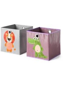 VICCO Faltbox 30 x 30 Grau/Lila 30 x 30 cm 2er Set , Grau, Lila , Wellpappe , Quadratisch , 30x30 cm , Spielzeug, Spielzeugkisten