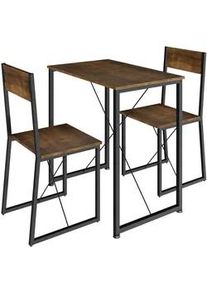 TecTake Sitzgruppe Margate,mit höhenverstellbaren Kunststofffüßen,Industrial Holz dunkel, rustikal , Rostfarben , Holzwerkstoff , Quadratisch , 80x90x138 cm , Esszimmer, Bänke, Tisch- & Eckbankgruppen