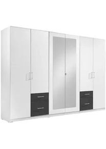 wimex Mid.you Drehtürenschrank , Graphitfarben, Weiß , Kunststoff , 3 Fächer , 4 Schubladen , 270x210x58 cm , in verschiedenen Größen erhältlich, in verschiedenen Holzdekoren erhältlich , Schlafzimmer, Kleiderschränke, Drehtürenschränke