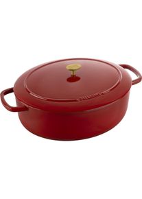 Ballarini Cocotte BELLAMONTE 37 cm oval 9,5 Liter Bräter aus Gusseisen rot, Pfanne + Kochtopf, Rot