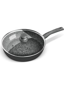 Lamart pan made of aluminum 28x6cm, with lid, Flint, gray, Pfanne + Kochtopf, Grau