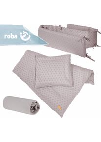 Roba, Babybettwäsche, Geschenkset BIO-Jersey Schlafen gross Lil Planet grau (100 x 135 cm, 40 x 60 cm)