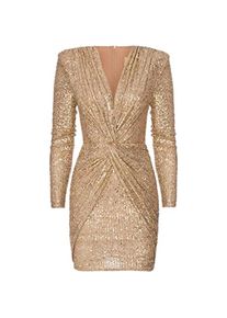Swing Fashion, Damen, Kleider, Paillettenjurk mit auffälliger Vorderseite und glitzernden Details, Gold, (XS)