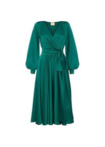 Swing Fashion, Damen, Kleider, Elegante Midi-Jurk mit V-Ausschnitt und langen Ärmeln, Grün, (M)