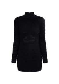 Tweek, Damen, Kleider, Mesh-Feestjurk mit Plisseebody und Stehkragen, Schwarz, (M)