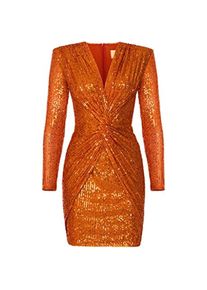 Canvue, Damen, Kleider, Paillettenjurk mit auffälliger Vorderseite und glitzernden Details, Orange, (M)