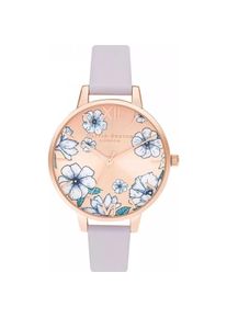 Olivia Burton, Armbanduhr, Damenuhr Groovy Blooms OB16AN03, Rosa, (Analoguhr, 34 mm)