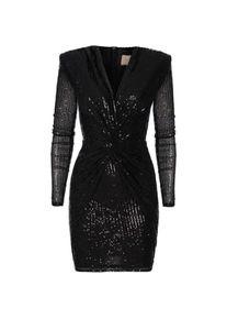 Swing Fashion, Damen, Kleider, Paillettenjurk mit auffälliger Vorderseite und glitzernden Pailletten, Schwarz, (XS)