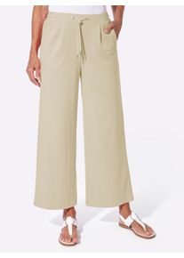 Dames Jerseybroek in culottemodel in zand ,maat 36, WITT, 58% Viscose, 36% Polyamide, 6% Elastan