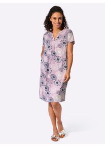 Damen Webkleid in ornamentalem Dessin in mauve-dunkelblau-bedruckt ,Größe 50, Witt, 100% Viskose