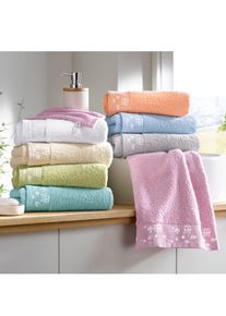 wäschepur unisex Handdoek in lichtgrijs ,maat 16x22 cm - 2 washandjes, Witt, 100% Katoen