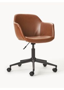 Leatherette Desk Chair Fiji with Narrow Seat Shell Brown faux leather B 66 x D 66 cm | Westwing Collection