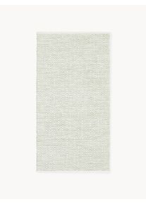 Ručne tkaný exteriérový koberec s vintage vzorom Rika Zelená, Biela Umelé vlákno, Látka Š 80 x D 150 cm (veľkosť XS) | Westwing Collection