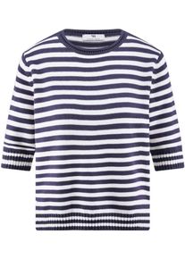 Peter Hahn - Rundhals-Pullover mit Rollkante, blau, Gr. 46, Baumwolle