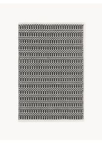 Ručne tkaný exteriérový koberec Rune Čierna, Biela Umelé vlákno, Látka Š 120 x D 180 cm (veľkosť S) | Westwing Collection