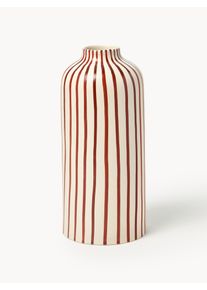 Ręcznie malowany wazon Elio, W 31 cm Czerwony, Biały Ceramika &Oslash; 14 x W 31 cm | Westwing Collection