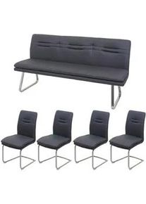 MCW Esszimmer-Set Anthrazit 5er-Set , Blaugrau , Textil , 180x92x58 cm , Esszimmer, Bänke, Tisch- & Eckbankgruppen