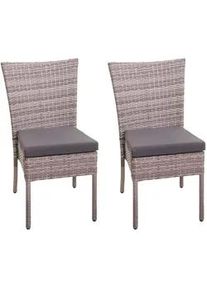 MCW Poly-Rattan Stuhl Grau, Braun, Anthrazit 2er-Set , Kunststoff , 52x90x58 cm , Gartenmöbel, Gartenstühle, Gartenstühle