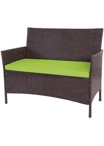 MCW Poly-Rattan Gartenbank Braun, Grün , Kunststoff , 106x83x60 cm , Gartenmöbel, Gartenbänke
