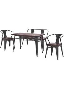MCW Esszimmer-Set Braun 4er-Set , Metall , 120x115x60 cm , Esszimmer, Bänke, Tisch- & Eckbankgruppen
