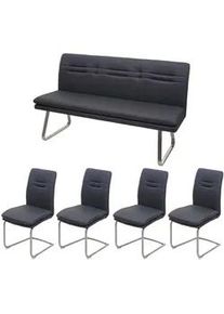 MCW Esszimmer-Set Anthrazit 5er-Set , Blaugrau , Textil , 160x92x58 cm , Esszimmer, Bänke, Tisch- & Eckbankgruppen