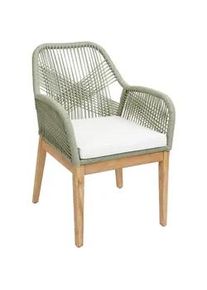 MCW Gartenstuhl H56B Grün, Cremeweiß , Grün, Weiß , Holz , 58x85x59 cm , Gartenmöbel, Gartenstühle, Gartenstühle