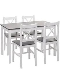 MCW Esszimmer-Set Weiß, Grau , Holz , 108x86x64 cm , Esszimmer, Bänke, Tisch- & Eckbankgruppen