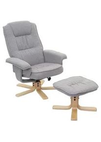 MCW Relaxsessel MIT Hocker Hellgrau , Textil , 80x100x70 cm , Wohnzimmer, Sessel, Polstersessel