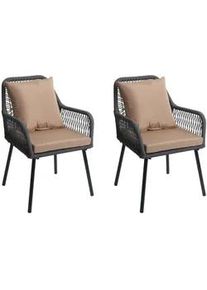 MCW Gartenstuhl Anthrazit, Taupe , Textil , 54x81x62 cm , Gartenmöbel, Gartenstühle, Gartenstühle