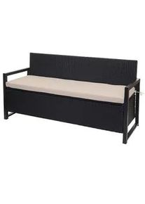 MCW Poly-Rattan 3ER Sitzbank Anthrazit, Beige , Kunststoff , 164x87x57 cm , Gartenmöbel, Gartenbänke