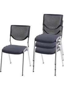 MCW Besucherstuhl Grau 4er-Set , Textil , 49x83x58 cm , Arbeitszimmer, Besucherstühle