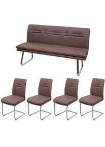 MCW Esszimmer-Set Braun 5er-Set , Textil , 160x92x58 cm , Esszimmer, Bänke, Tisch- & Eckbankgruppen