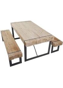 MCW Esszimmergarnitur Eiche hell 3er-Set , Eiche Artisan , Holz , 160x80x90 cm , Esszimmer, Bänke, Tisch- & Eckbankgruppen