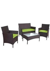 MCW Poly-Rattan Garten-Garnitur Braun , Braun, Grün , Kunststoff , Gartenmöbel, Gartenmöbel-Sets