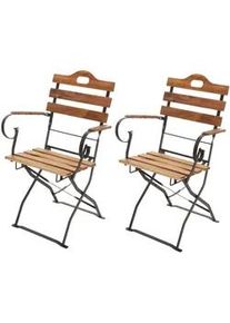 MCW Biergartenstuhl Braun , Holz , 55x88x49 cm , Gartenmöbel, Gartenstühle, Gartenstühle