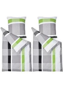 Bettwäsche Dana 135/200 cm + Kissenbezug 80/80 cm Gestreift Renforcé 2er Set , Multicolor , Textil , 135x200 cm , Schlaftextilien, Bettwäsche, Bettwäsche