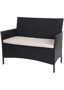 MCW Poly-Rattan Gartenbank Anthrazit, Cremeweiß , Anthrazit, Weiß , Kunststoff , 106x83x60 cm , Gartenmöbel, Gartenbänke
