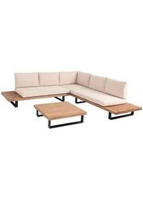 MCW Garten-Garnitur Schwarz, Braun, Beige , Holz , Loungemöbel, Loungemöbel-Sets