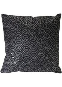 Mendler MCW Deko-Kissen Barock Schwarz, Silber , Schwarz, Silberfarben , Textil , 45x45x12 cm , Wohntextilien, Kissen, Dekokissen