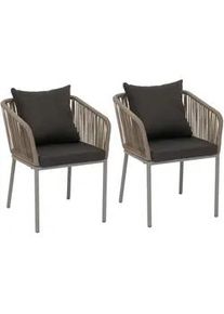 MCW Gartenstuhl grau, dunkelgrau , Grau, Dunkelgrau , Textil , 55x75x55 cm , Gartenmöbel, Gartenstühle, Gartenstühle