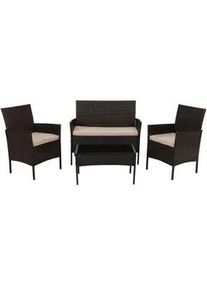 MCW Garten-Garnitur Braun, Cremeweiß , Braun, Weiß , Kunststoff , Loungemöbel, Loungemöbel-Sets